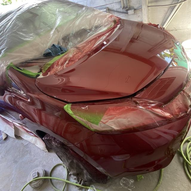 Car masked for painting